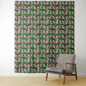 Roze kikker op groen blad patroonontwerp wandkleed (In situ)