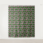 Roze kikker op groen blad patroonontwerp wandkleed (Voorkant)