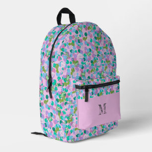 Roze kikkerpatroon gepersonaliseerd monogram bedrukte rugzak