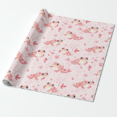 Roze kikkers cadeaupapier (Uitgerold)