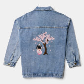 Roze Kimono Kawaii Kokeshi Pop Denim Jacket (Achterkant)