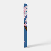 Roze Kimono Kawaii Kokeshi Pop met Blauwe achtergr iPhone 15 Case (Linkerkant)