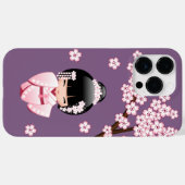 Roze Kimono Kawaii Kokeshi Pop op Paars Case-Mate iPhone Case (Achterkant (horizontaal))