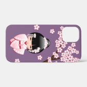 Roze Kimono Kawaii Kokeshi Pop op Paars Case-Mate iPhone Case (Achterkant (horizontaal))