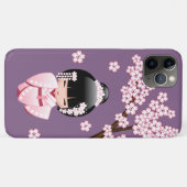 Roze Kimono Kawaii Kokeshi Pop op Paars Case-Mate iPhone Case (Achterkant (horizontaal))