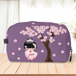 Roze Kimono Kawaii Kokeshi Pop op Paars Toilettasje
