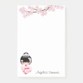 Roze Kimono Kawaii Kokeshi Pop Post-it® Notes (Voorkant)