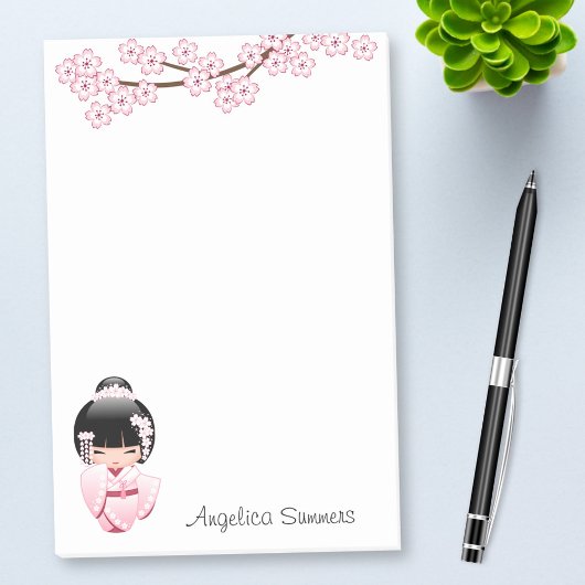 Roze Kimono Kawaii Kokeshi Pop Post-it® Notes