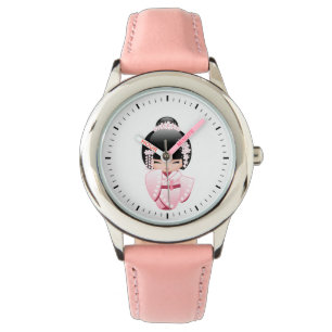 Roze Kimono Kokeshi Pop Doll Kawaii Horloge
