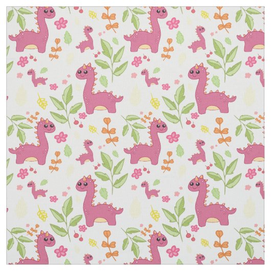 Roze kind dino-ontwerp stof (Swatch)
