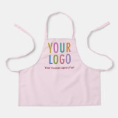 Roze Kind Schort met School Logo & aangepaste teks (Voorkant)