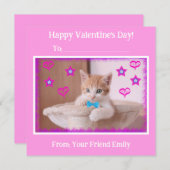 Roze Kinder Funky Kitten Klaslokaal Valentijns's Feestdagenkaart (Voorkant / Achterkant)