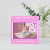 Roze Kinder Funky Kitten Klaslokaal Valentijns's Feestdagenkaart (Staand voorkant)