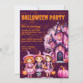 Roze Kinder Halloween Uitnodiging (Voorkant)