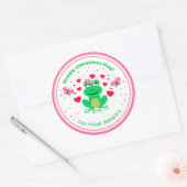 Roze Kinder kikkerviskvis Valentijnsdag Ronde Sticker (Envelop)