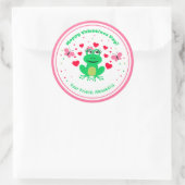 Roze Kinder kikkerviskvis Valentijnsdag Ronde Sticker (Tas)