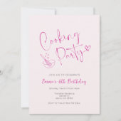 Roze Kinder Koken Verjaardagsuitnodiging Sjabloon Kaart (Voorkant)