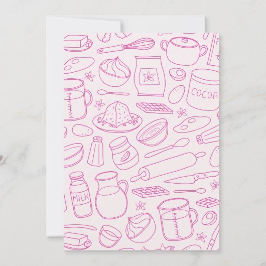 Roze Kinder Koken Verjaardagsuitnodiging Sjabloon Kaart (Achterkant)