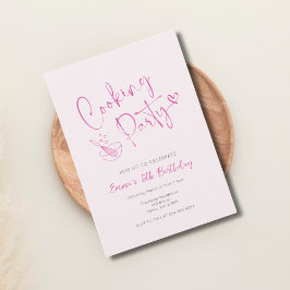 Roze Kinder Koken Verjaardagsuitnodiging Sjabloon Kaart