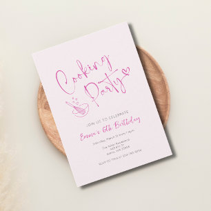 Roze Kinder Koken Verjaardagsuitnodiging Sjabloon Kaart