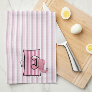 Roze Kinder monogram E Handdoeken