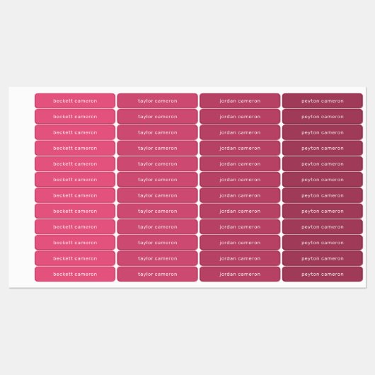 Roze Kinder naam Strijkdroog op waslabels Labels (Vel)