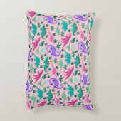 Roze | Kinder naam van het kleurrijke dinosauruspa Accent Kussen (Achterkant (Verticaal))