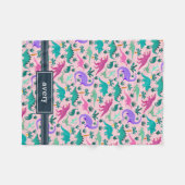 Roze | Kinder naam van het kleurrijke dinosauruspa Fleece Deken (Voorkant (Horizontaal))