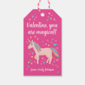 Roze Kinder Unicorn Classroom Valentijn Cadeaulabel (Voorkant)