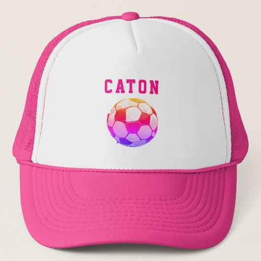 Roze Kinder voetbal gepersonaliseerd Trucker Pet (Voorkant)