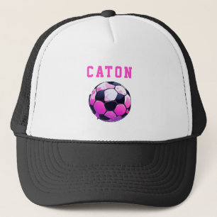 Roze Kinder Voetbal Gepersonaliseerd Zwart Trucker Pet