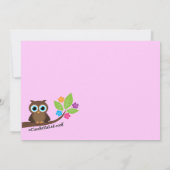Roze kinderdagverblijf Owl Foto Uitnodigen Kaart (Achterkant)