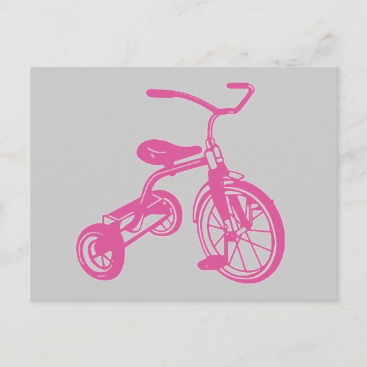 Roze Kinderdriewieler Briefkaart (Voorkant)