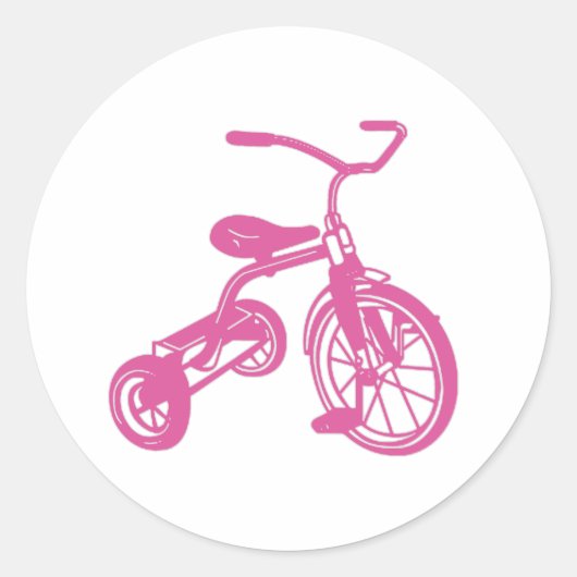 Roze Kinderdriewieler Ronde Sticker (Voorkant)