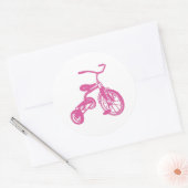 Roze Kinderdriewieler Ronde Sticker (Envelop)