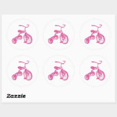 Roze Kinderdriewieler Ronde Sticker (Vel)
