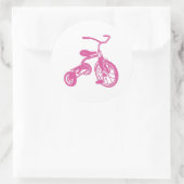 Roze Kinderdriewieler Ronde Sticker (Tas)