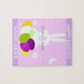 Roze Kinderen Gelukkig Pasen Legpuzzel (Horizontaal)