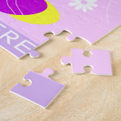 Roze Kinderen Gelukkig Pasen Legpuzzel (Zijkant)