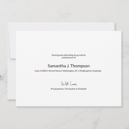 Roze Kindergarten Afstuderen dan en nu Afstudeerde Aankondiging (Achterkant)