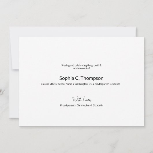 Roze Kindergarten Afstuderen foto nu en dan Aankondiging (Achterkant)