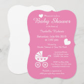 Roze kinderwagen baby douche uitnodigingen voor me (Voorkant / Achterkant)