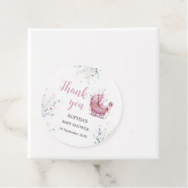 Roze Kinderwagen Bedankjes Labels
