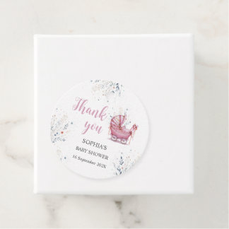 Roze Kinderwagen Bedankjes Labels