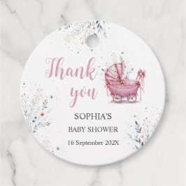 Roze Kinderwagen Bedankjes Labels