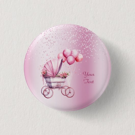 Roze kinderwagen Button (Voorkant)
