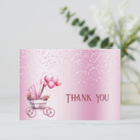Roze kinderwagen Dank u kaart