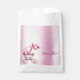 Roze kinderwagen Favor Bag Bedankzakje