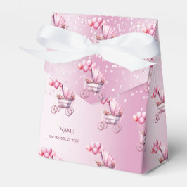 Roze Kinderwagen Favor Box Bedankdoosjes