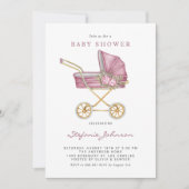 Roze kinderwagen Het is een meisje Baby shower Kaart (Voorkant)